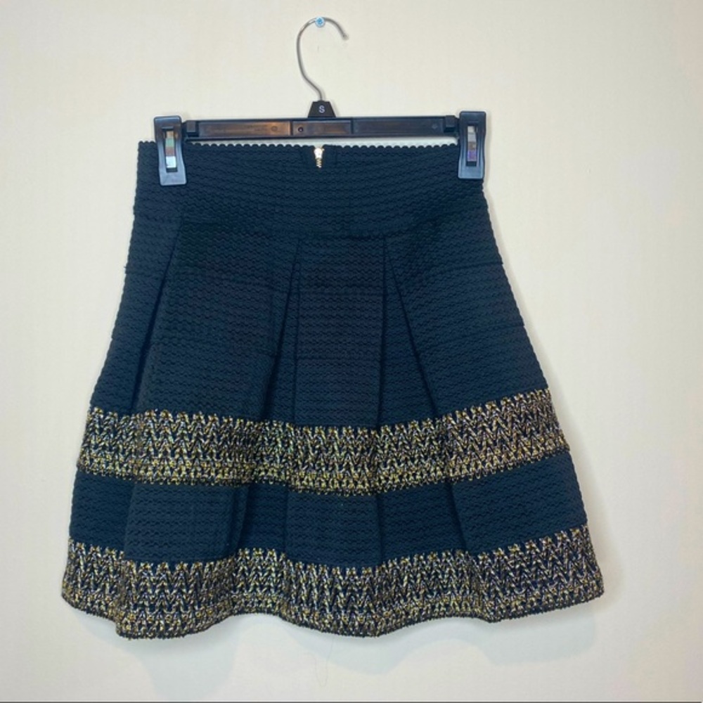 Ginger G High Waisted Black and Gold Skirt - Small